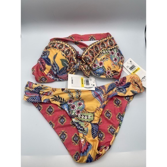 Becca Multi Tapestry Bloom Convertible Push-Up Bikini Top and Reversible Bottoms - Picture 2 of 15